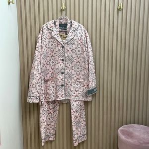 Cozy pink P.J. Salvage set with a eye catching pattern and matching head band.